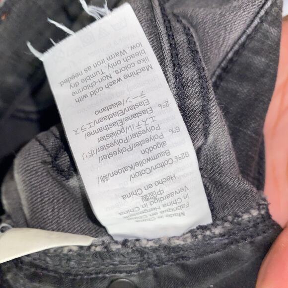 Madewell Black Wash Distressed Denim 9" High Rise Skinny Jeans Women's Size 24 - Picture 6 of 6